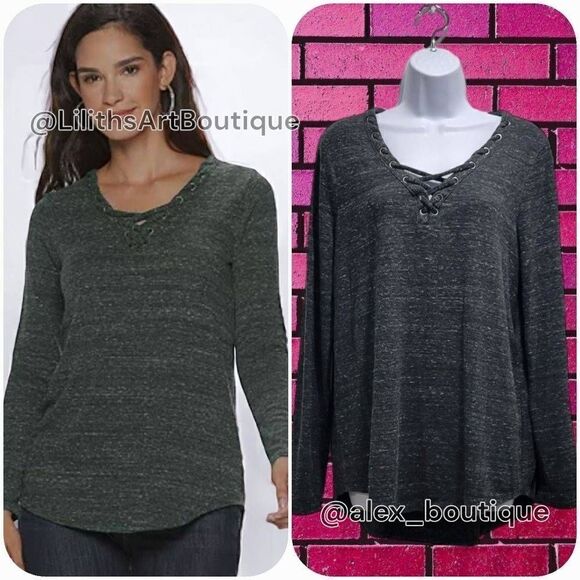 Rock & Republic Lace-up Tunic Top(K005)-Size L for Women - Picture 1 of 9
